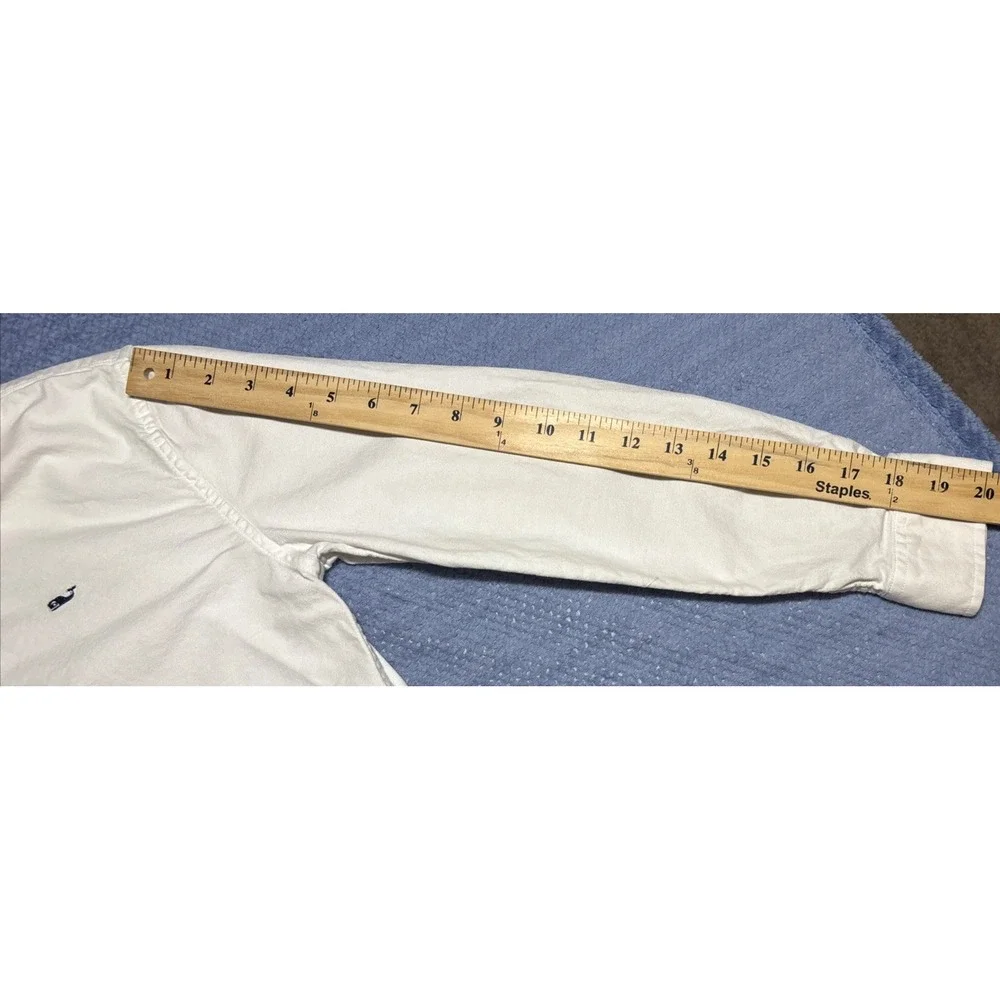 Vineyard Vines Whale Shirt Youth White Excellent Cotton Button Down Size Medium